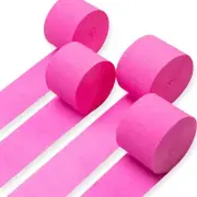 Crepe Paper Streamers 4 Rolls 328ft Pack of Deep Pink Crepe Paper for Party D...