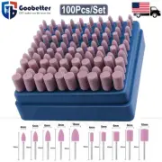 100PCS/Box Abrasive Stone Polishing Grinding Head Drill Bit Wheel 4mm-10mm