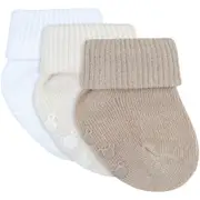 Underworks Baby Ribbed Turn Over Top Socks 3 Pack - Brown