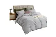 Light Grey Luxury Quilt Doona Duvet Cover And Pillowcases Set Reversible Bedding