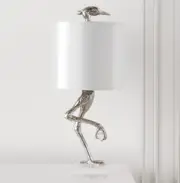 NEW Z Gallerie Crane Modern Coastal Table Lamp Silver & Crystal White Shade