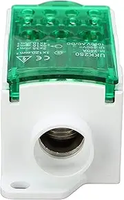 Terminal Block Junction Box Splicing Din Rail Single Pole Power Distribution Box 690V 250A Suitable Industrial Commercial Use (Green)