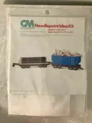 Train Log & Open Car Needlepoint Kit 1978 Plastic Canvas Columbia Minerva NEW