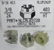 3/8-24 HEX CASTLE NUT ALUMINUM 9/16 AF X .403 TH (10)