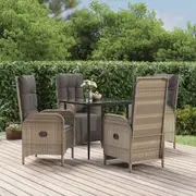 Garden Dining Set Outdoor Table and Chairs Black and Grey Poly Rattan vidaXL