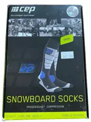 CEP Men's Ski Snowboard Tall Compression Socks Black/Gray/Blue Size 2,3, or 4