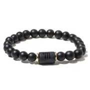 Zense - Men's Scorpio Black Zodiac Stretch Bracelet With Onyx Beads ZB0388