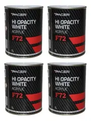 4 x Pacer F72 Hi Opacity White Acrylic Paint 1 Litre