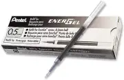 10 X Pentel LRN5 Roller Refill for EnerGel Gel Pen 0.5mm Metal Tip - Black Ink