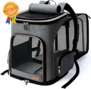 Large Cat Backpack Expandable Pet Carrier for Small Dogs & Medium Cats - Grey
