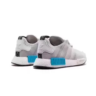 香港直郵正品 真品Adidas Originals Nmd 時尚慢跑鞋 淺灰白配水藍 40～45運動鞋 跑步鞋 籃球鞋