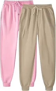 [OOLYXXF] Women Sweatpants Elastic Open Bottom Pants Athletic Drawstring Joggers Big and Tall Straight Leg Pants with Pockets, Beige, Small