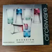 NEW Circleware Occasion 6 Piece Set of 2 Oz Shot Glasses Clear w/Pink,Green,Blue
