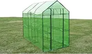 Walk in Greenhouse with Zippered Door, Powder-Coated Steel Frame, Portable Indoor and Outdoor Green House, 2 Shelves, 120 x 240 x 190 cm