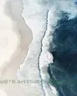 Arial View of Beach Sand Waves Blue AI Digital Image 11x14 100% Cotton Paper B8