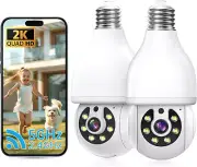 2K 360° Light Bulb Security Camera 5G/2.4G WiFi, Motion Detection, 2 Pack