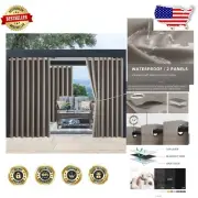 Sunlight Blocking Grommet Curtains - Waterproof Outdoor Drapes 2 Panels 105"W