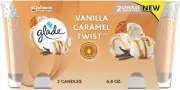 Glade Candle Jar, Air Freshener, Vanilla Caramel Twist, 3.4 oz, 2 Count