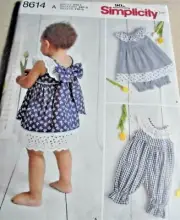 Simplicity 8614 Baby's Dress, Romper, Panties Pattern for sizes XXS-L-New