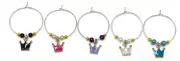 5X Crown Wine Glass Ring Alloy Hooks Enamel Charm Wine Glass Marker - 624