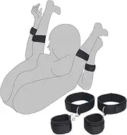 Sex Bondage Wrist & Thigh Cuffs BDSM Restraints Set, Sex Toys for Women with Adjustable Leg Straps Handcuffs for Couple Beginner SM Game Play (Wrist & Thigh Cuffs)