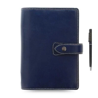 Filofax Malden Personal Navy Leather Organizer Agenda Calendar Bundle with DiLor