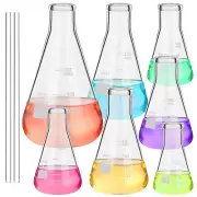 9Pc Borosilicate Erlenmeyer Flask Set W/ Stirring Rod, 50-500Ml, 7 Sizes