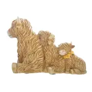 Gibson Gifts Highland Cow Family Figurine Sculpture Tabletop Home Decor Brown