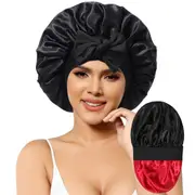 Women Satin Night Sleep Cap Hair Bonnet Hat Head Cover Wide Elastic Band