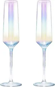 New product,Crystal Champagne Flute Glass Set 2 Pieces Rainbow Champagne Glass Flute Wedding Christmas Valentine's Day Cheers