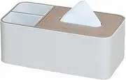 Rectangular PU Leather Tissue Box with Storage Tray Phone Holder, Modern Facial Tissue Holder Case Dispenser for Bathroom Vanity Countertop, Night Stands Bedroom Office Desk Car Decoration