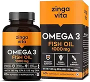 Zing.avita High Strength Omega 3 Fish Oil 1000mg (60 Capsules), Mercury Free Formula for Healthy Heart, Joints & Eyes for Men & Women, 2 Months Supply, 110 grams