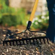 Wood Handle Coated Steel Garden Bow Rake Wood Handle Welded Tines 14-Tine