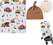 Swaddle Blanket | Baby Swaddle Blanket with Hat Set - Soft Wrap Sleep Sack with Announcement Sign for Nursery Home Travel Hospital