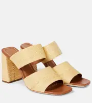 [Staud] Staud Skylar raffia and leather mules AU 9.5 beige