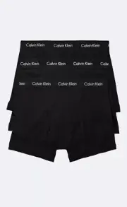 Calvin Klein Men's 3-Pack Cotton Stretch Trunks, Black, S