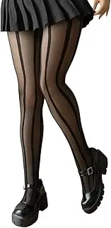 [Oxtxuzdm] Women's Geometric Patterned Thin Sheer Silk Tights Large Size See Through Black Pantyhose Leggings Stockings
