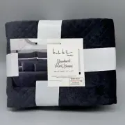 2 pc Nicole Miller Dark Charcoal Gray Velvet Standard Pillow Sham Set Designer