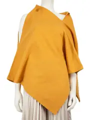 Mustard Yellow Wool Geometric Cape