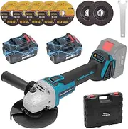 Yofuly Battery Angle Grinder for MMAKI-TA 18V/21V Battery, Power Cutting Grinder with 2 x 3.0Ah Batteries & Charger, 9000 rpm Brushless Metal Grinder Cutting Grinder Battery Flex with 125 mm Cutting