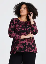 [TS] Taking Shape Natural Ava Abstract Top Size 26 in Black / Watermelon, Viscose - Plus Size Women's Clothing Black / Watermelon