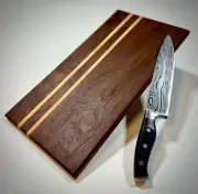Handmade Walnut & Maple Cutting Board - 16.5"x8.5" - Rustic Wood Serving Tray