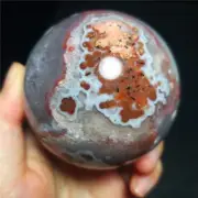 TOP 360G Natural Brazilian Red Agate Crystal Sphere Ball Healing Collection QQ75