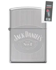 Zippo 3525 Jack Daniel's Old No. 7 Tennessee Whiskey Chrome Lighter + FLINT PACK