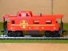 SANTA FE RED CABOOSE, METAL STYLE, FLAT ROOF, AHM HO SCALE, HORN HOOK