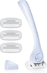 Billie Razors for Women Shave Kit – Women’s Razor + 4 x 5-Blade Razor Refills + Magnetic Holder – Cool Blue