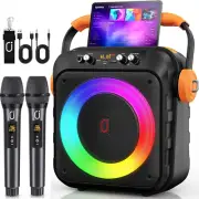 Karaoke Machine with 2 Microphones: Portable Bluetooth Speaker with 6.8" Subwoo