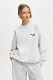 [Body] Body - Plush Graphic Crew Sweatshirt - Cloudy grey marle/body athletic club M CLOUDY GREY MARLE/BODY ATHLETIC CLUB