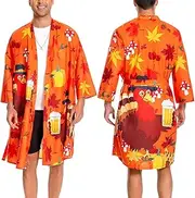 [OLAOLA] Men's Bathrobe Lightweight Kimono Dressing Gown Men Women Unisex Comfortable Soft Long Sauna Robe Microfibre Lightweight Quick-Drying Bathrobe, turkey, Large
