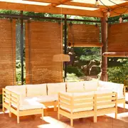 9 Piece Garden Lounge Set with Cream Cushions Solid Pinewood vidaXL